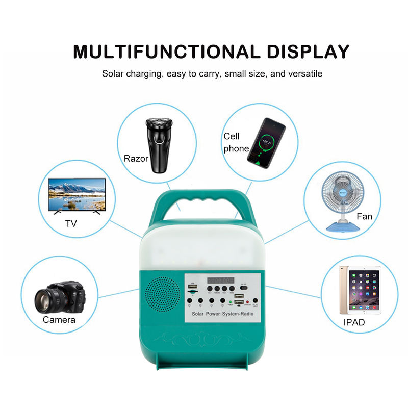 Mini Portable Solar Home Lighting Energy System Mp3 Untuk Paduan Aluminium Luar Ruangan