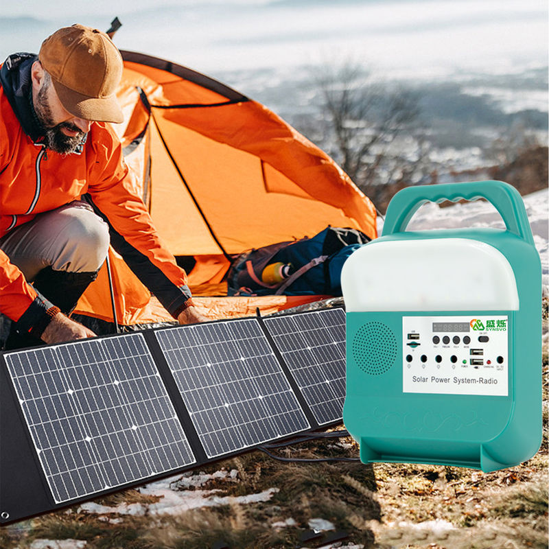 Lampu LED Sistem Pencahayaan Rumah Tenaga Surya Kit Portable Camping Lamp Torch Radio