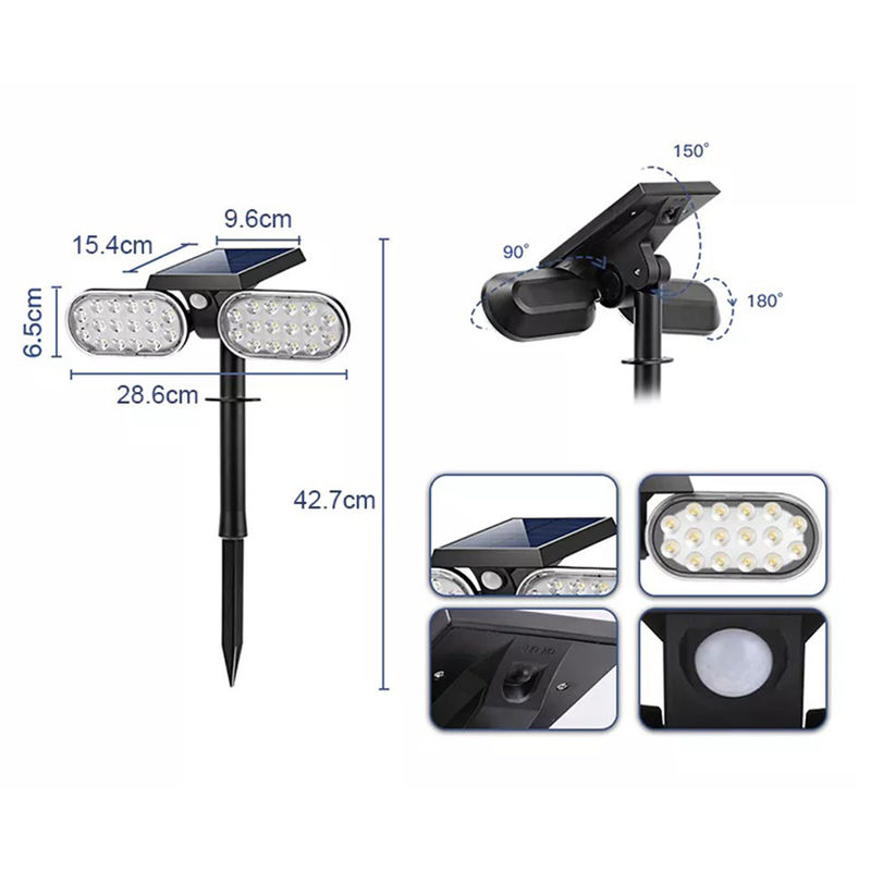 IP65 Tahan Air Lampu Taman Tenaga Surya Tongkat Lawn Pancang Outdoor Pathway Yard LED