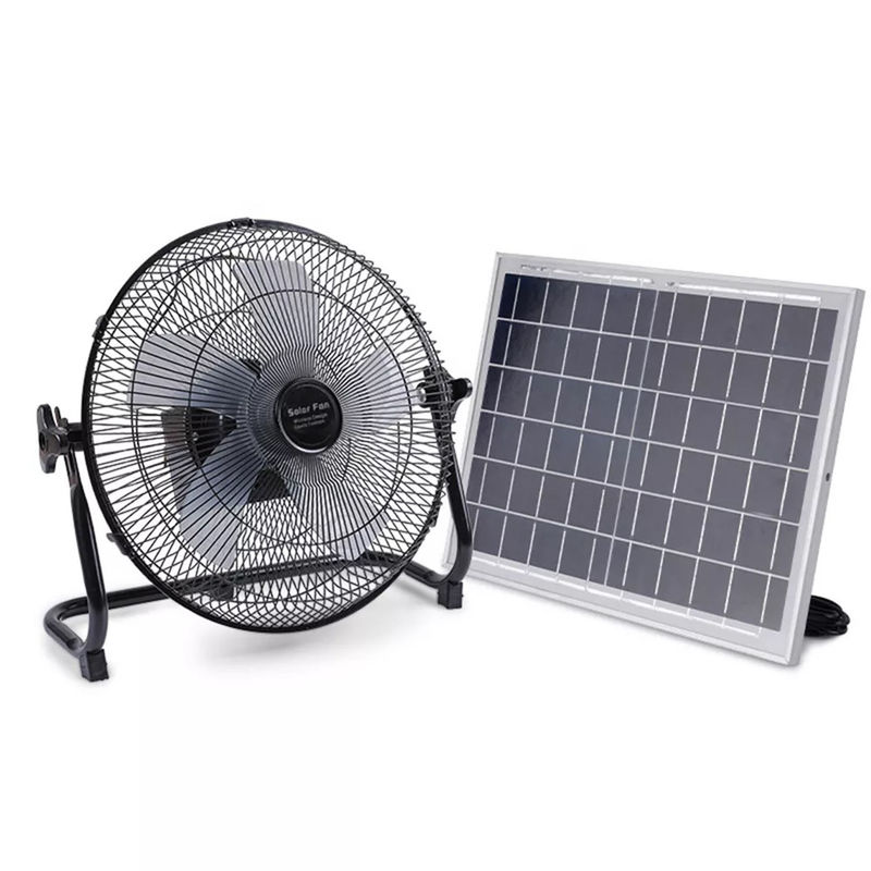 12Inch Portable Wireless Solar Rechargeable Table Fan Panel Powered Dual Input Untuk Rumah Tangga