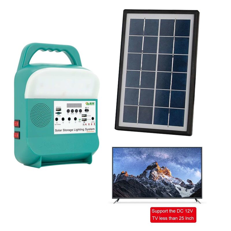 12V Portable Home Solar Lighting System Energy USB Charging Untuk Indoor