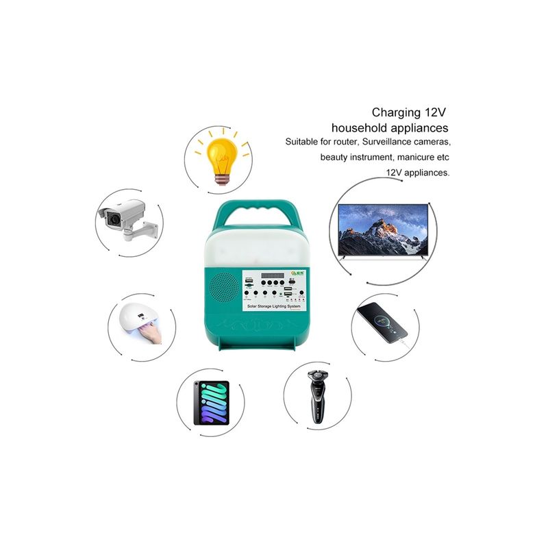 80W 10000mAh Portable Solar Power Station Dengan DC USB LED Light Battery Generator