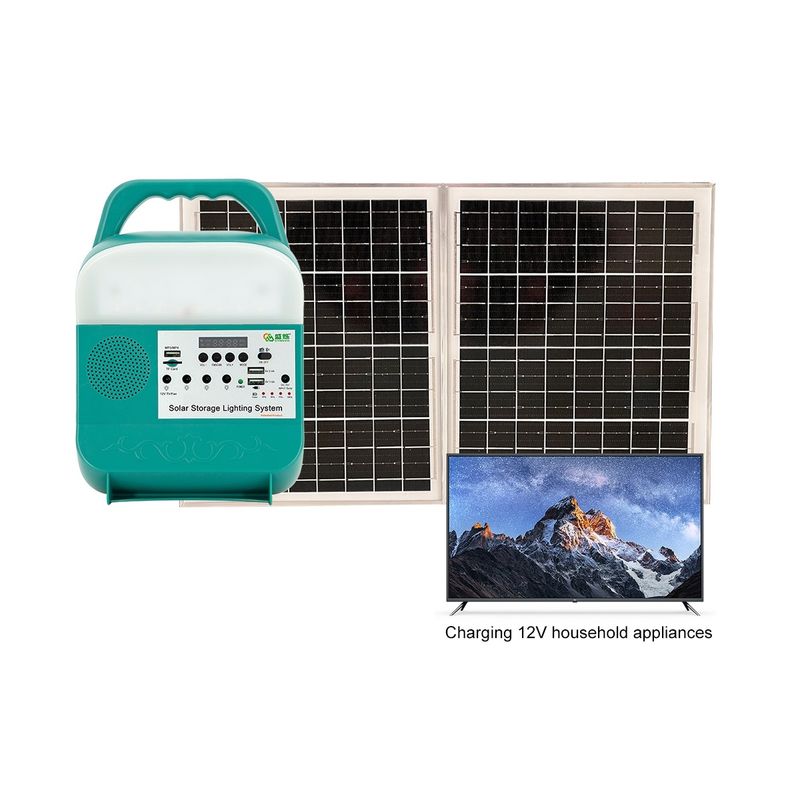 80W 10000mAh Portable Solar Power Station Dengan DC USB LED Light Battery Generator