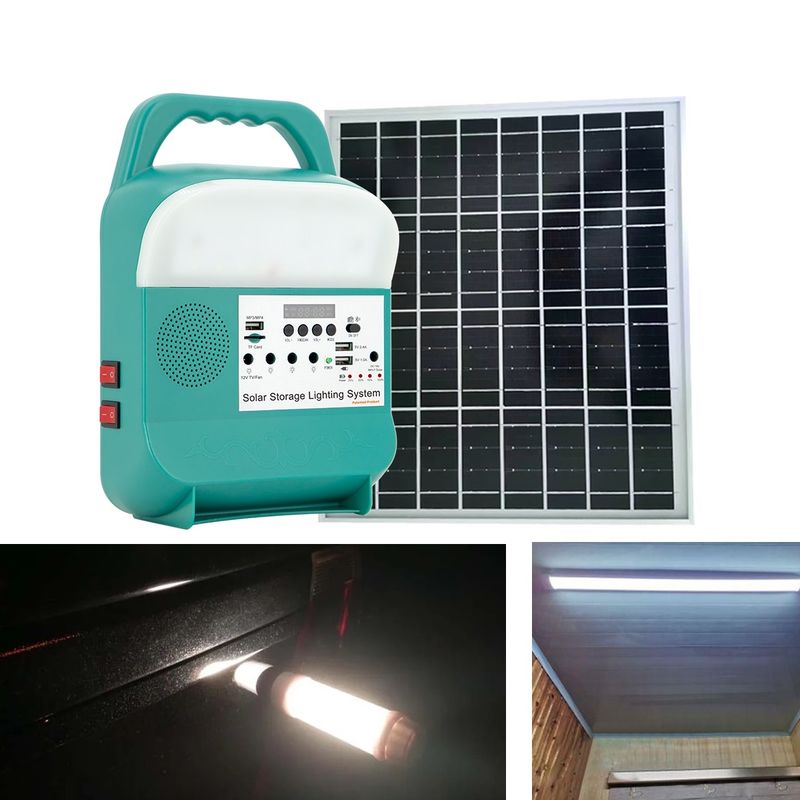 Lampu LED Bertenaga Surya Luar Ruangan Portabel 16W Sistem Pencahayaan Penyimpanan Energi Kecil