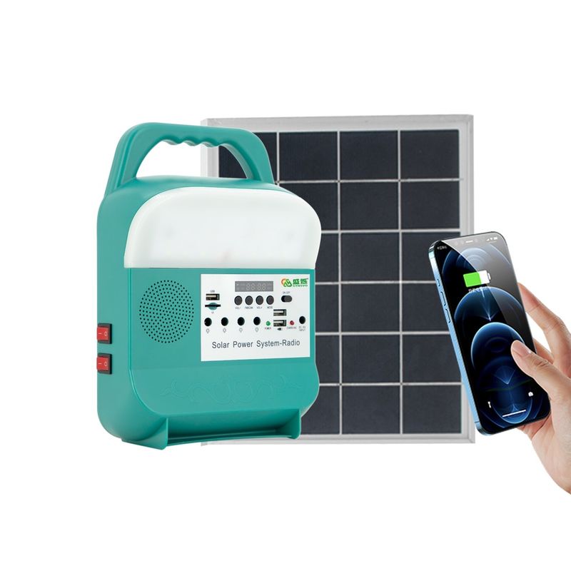 9W Solar Power Lighting Kit Lampu LED Wall Portable Station Charger Telepon SRE-689