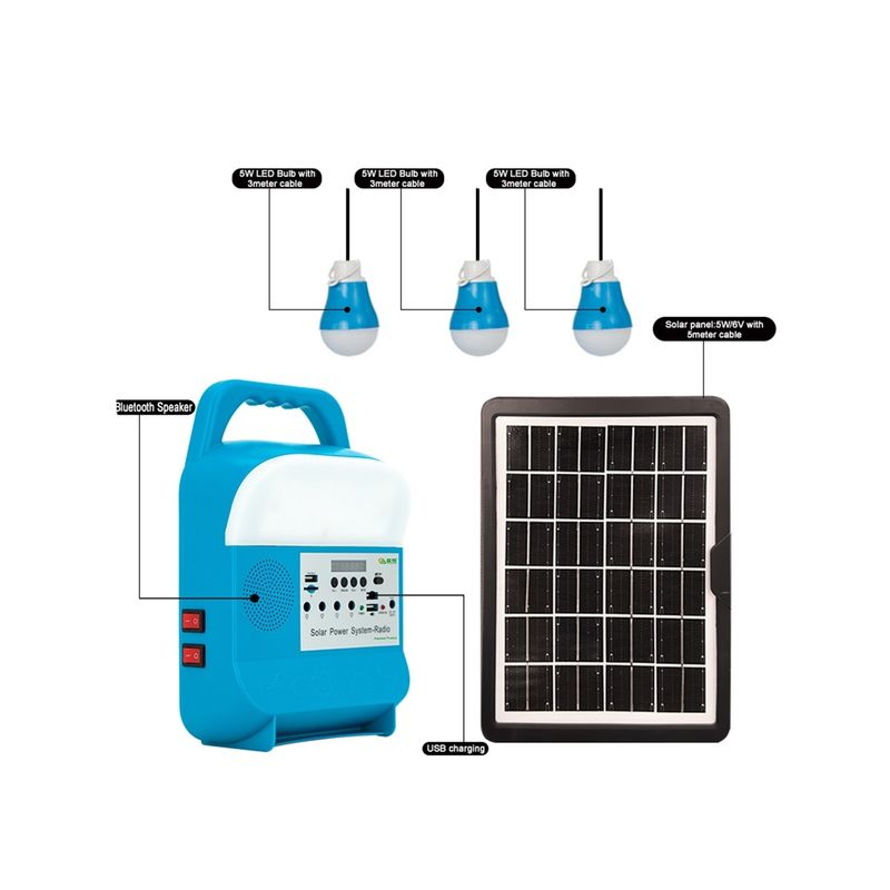 Kit Tenaga Surya Mini Portabel Untuk Rumah Dengan Sistem Speaker Musik Kipas Energi Surya Dan Lampu 5W 6V
