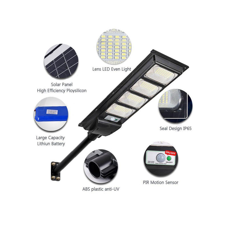 Lampu Jalan LED Tenaga Surya Dengan Tiang Remote Control Sensor Tahan Air Lampu Lumen Tinggi Outdoor Led Solar Street Light