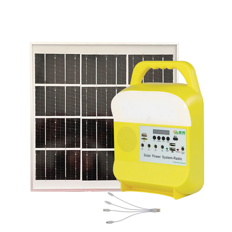 Mini Portable Solar Charging Station Kit Sistem Radio Penerangan Bertenaga Surya Untuk Penggunaan Rumah dengan kipas angin