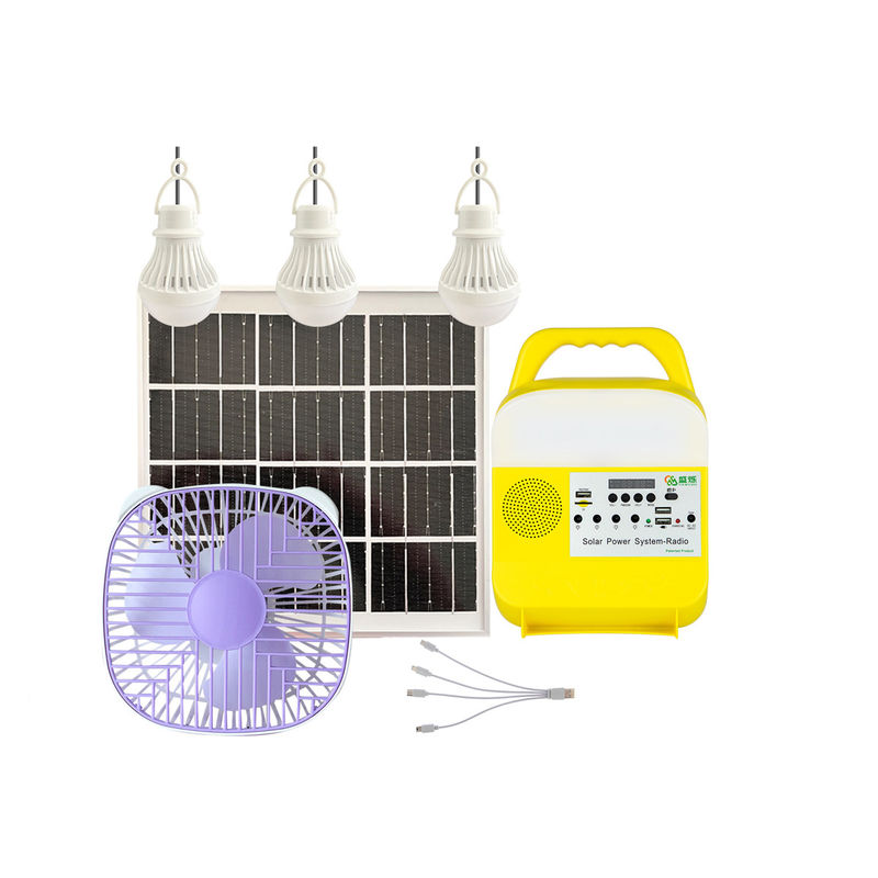 Mini Portable Solar Charging Station Kit Sistem Radio Penerangan Bertenaga Surya Untuk Penggunaan Rumah dengan kipas angin