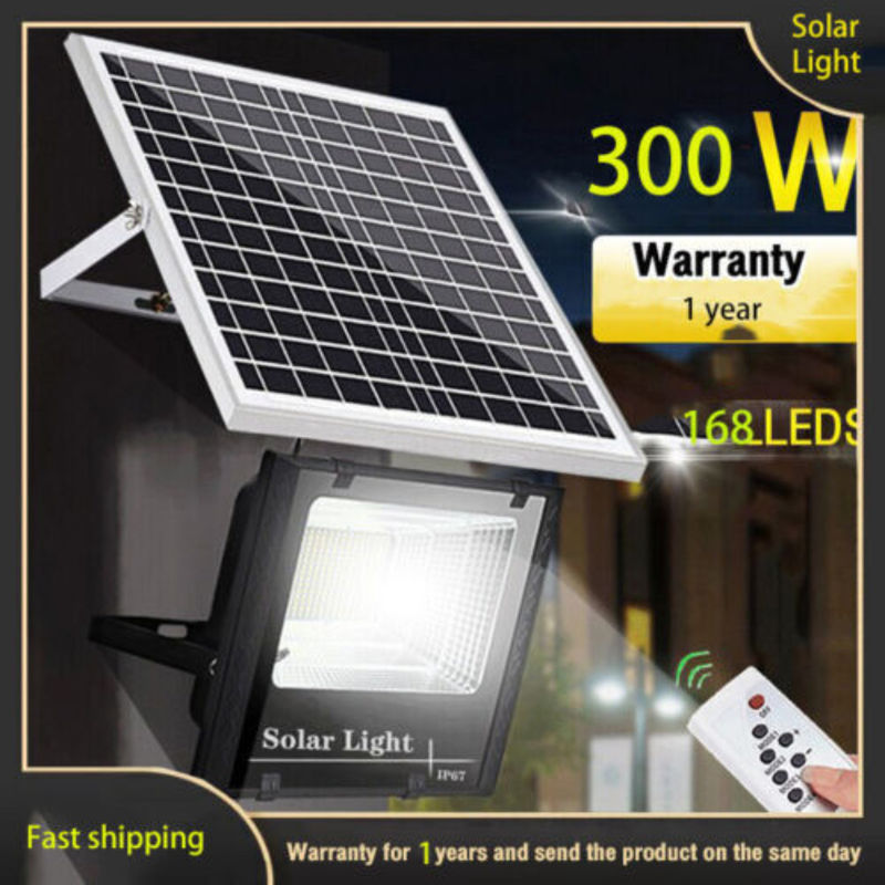 300W Super Power Solar Flood Light Outdoor Street Sport Remote Kontrol Waktu