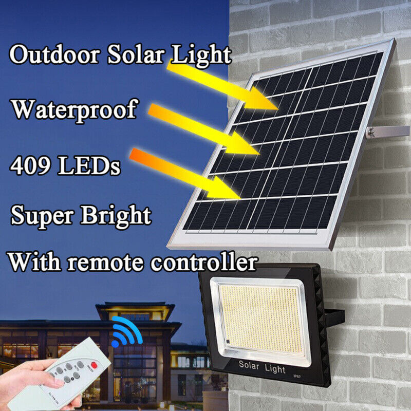 300W Super Power Solar Flood Light Outdoor Street Sport Remote Kontrol Waktu