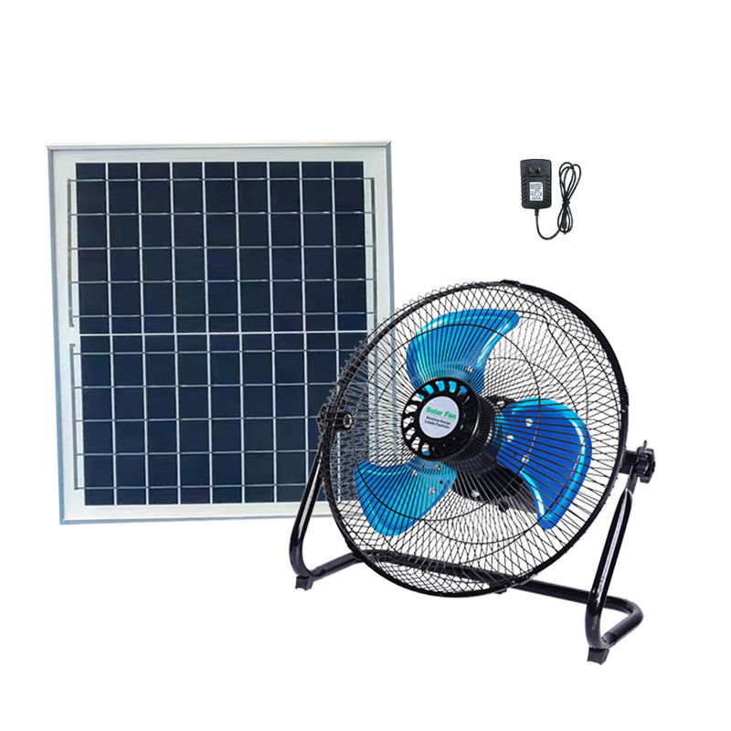 Kipas Sistem Penerangan Rumah Tenaga Surya 15W Dengan Meja 12 Kecepatan 12 Inci Dapat Diisi Ulang Dengan Panel