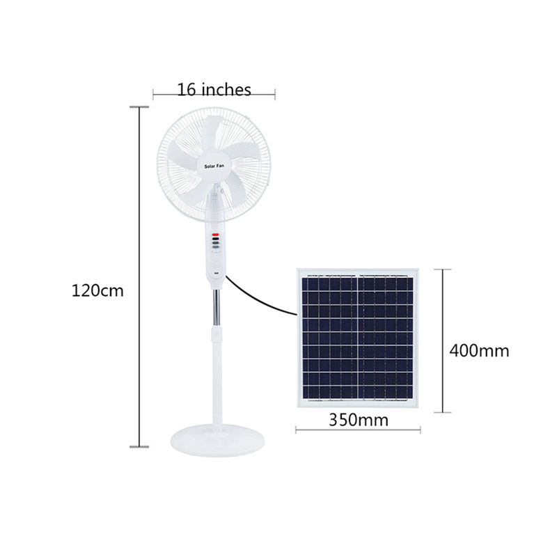 Isi Ulang 25W Solar Powered Outdoor Fan 18650 Baterai Lithium 3 Wind Gears With Panel