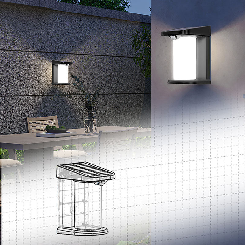 Lampu dinding surya CRI 80 6000K-6500K Putih netral -5-50°C Sensor gerak dekoratif Lampu dinding surya