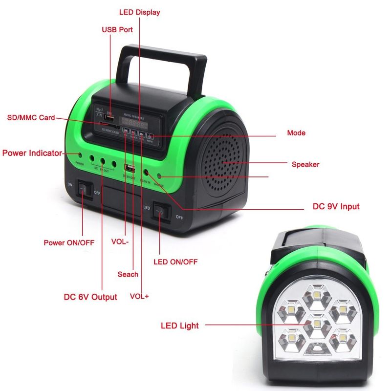 FCC EMC 5W 6V Portable Solar Energy Lamp 12PCS SMD LED Car Boat Solar Light Kit