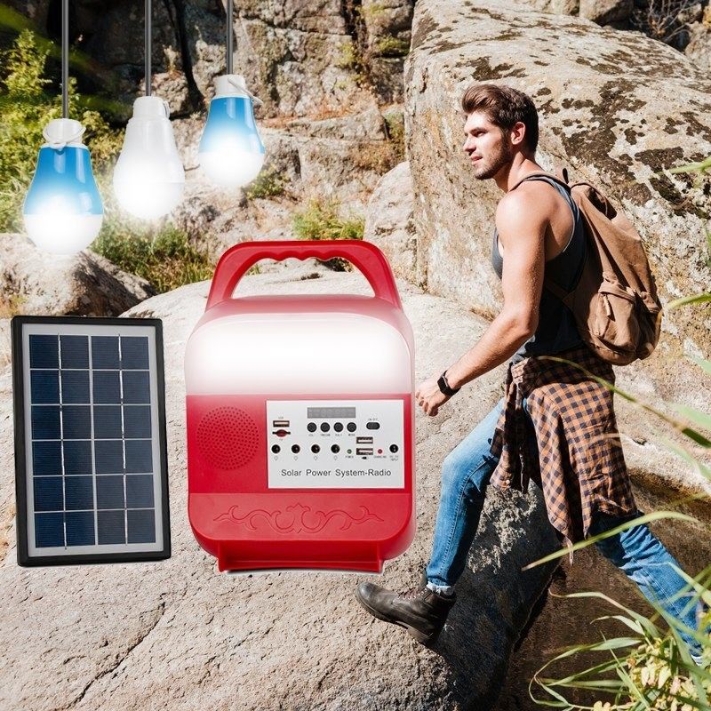 DC Solar System Pencahayaan Portabel sistem panel surya untuk Pengisi Daya surya rumah