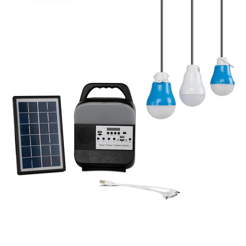Kit Pencahayaan Surya Portabel / Panel Surya untuk Sistem pencahayaan Rumah SRE-583
