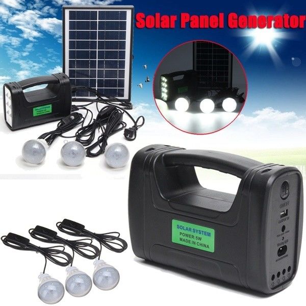 12PCS SMD LED 3W 4W 5W Kit Pencahayaan Surya Dalam Ruangan Dengan Baterai Asam Timbal 4Ah