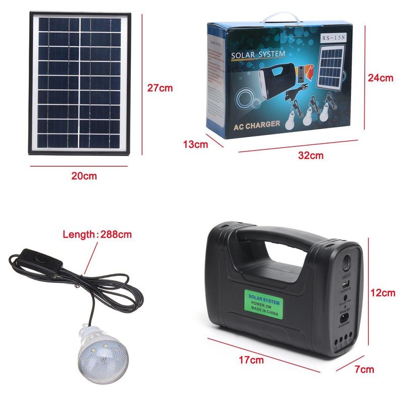 12PCS SMD LED 3W 4W 5W Kit Pencahayaan Surya Dalam Ruangan Dengan Baterai Asam Timbal 4Ah