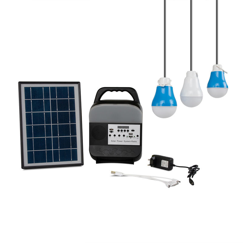 Plastik 9W * 3PCS Bulb Outdoor Solar Lighting System Kit Panel Surya Untuk Lampu Taman