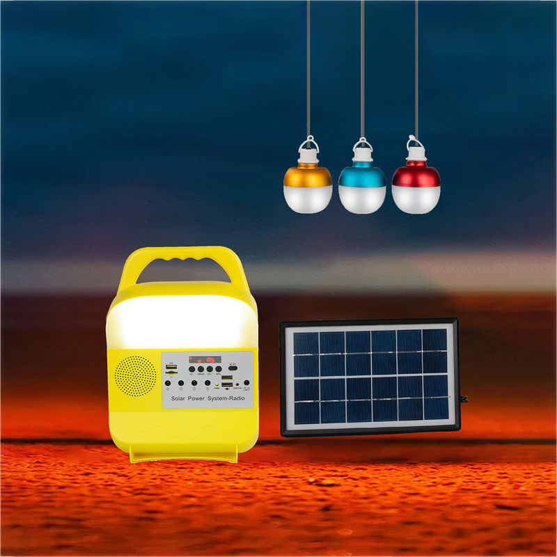 Painted Matte Portable Solar Home Lighting System 5W 3PCS LED Bulb Dengan Panel Surya