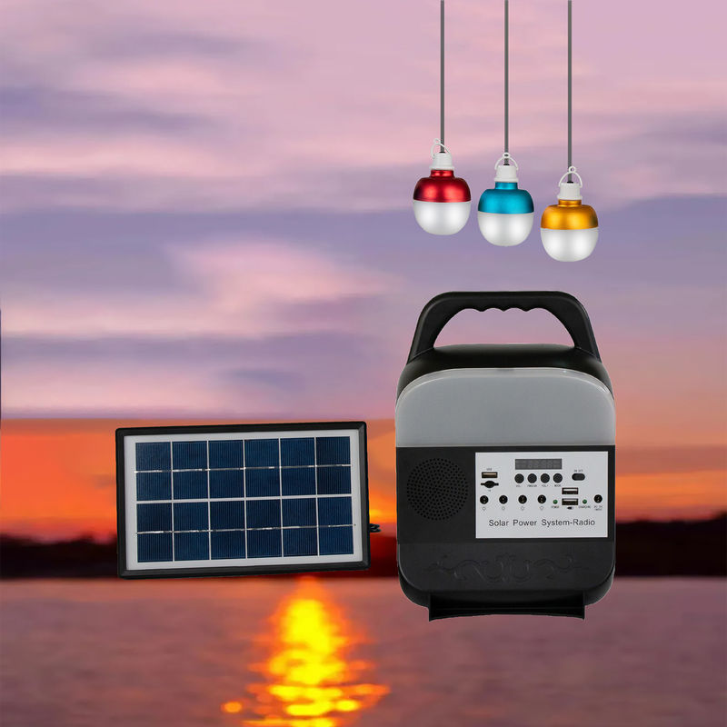 Painted Matte Portable Solar Home Lighting System 5W 3PCS LED Bulb Dengan Panel Surya