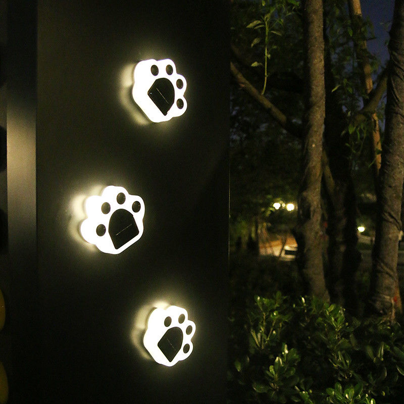 5000K 70lm Lampu Hias Surya Plug In Cat Paw Print Solar Lawn Lamp