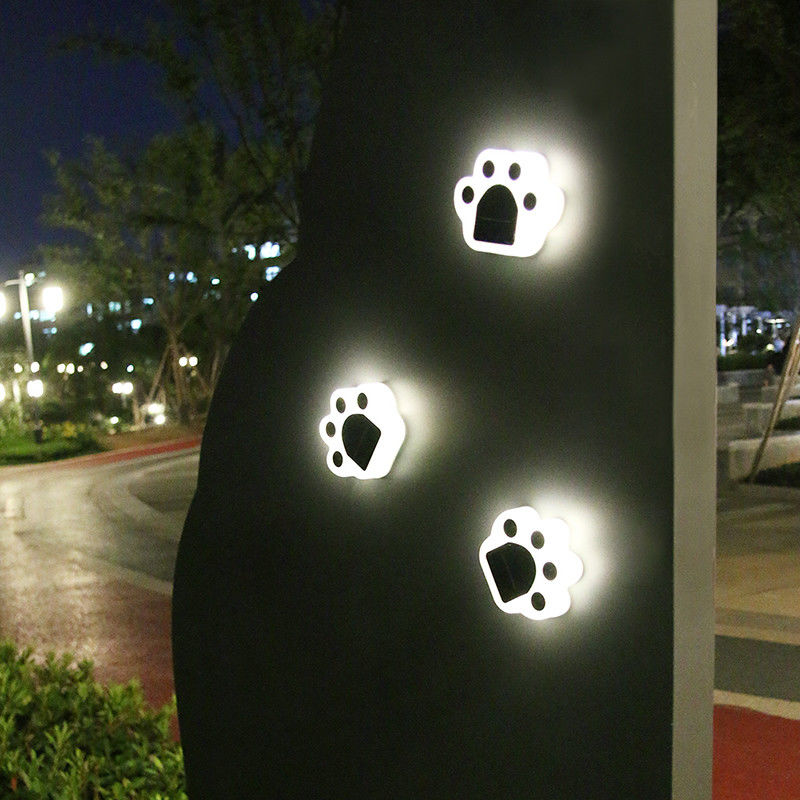 5000K 70lm Lampu Hias Surya Plug In Cat Paw Print Solar Lawn Lamp