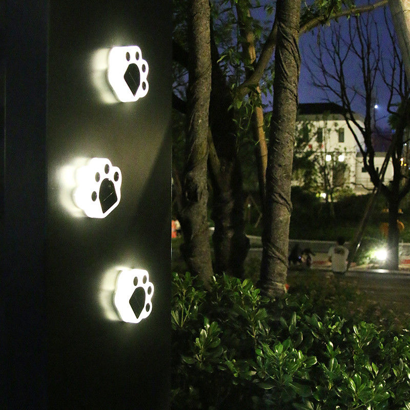 5000K 70lm Lampu Hias Surya Plug In Cat Paw Print Solar Lawn Lamp