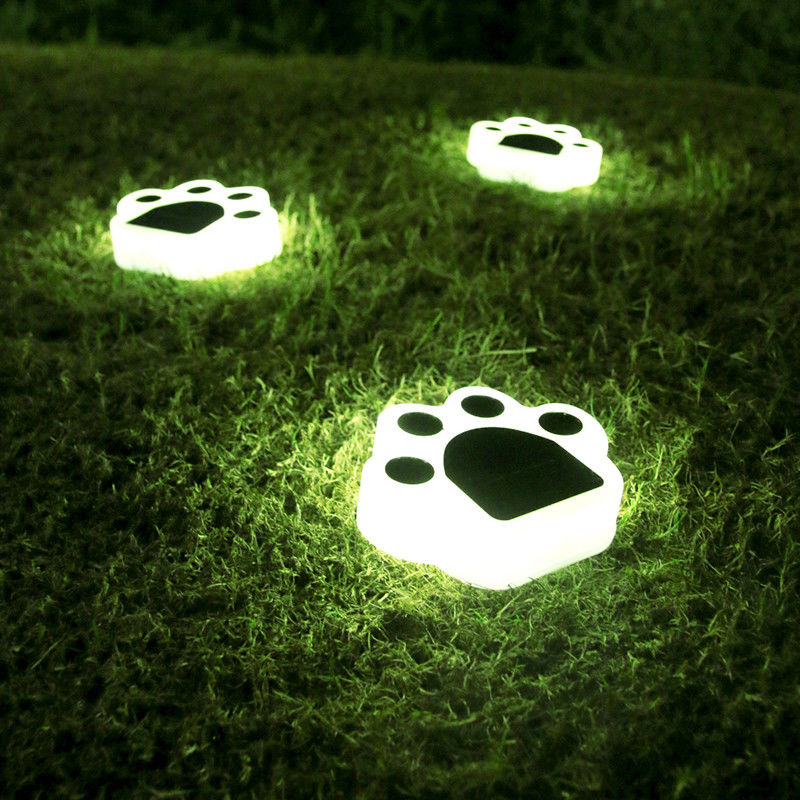5000K 70lm Lampu Hias Surya Plug In Cat Paw Print Solar Lawn Lamp