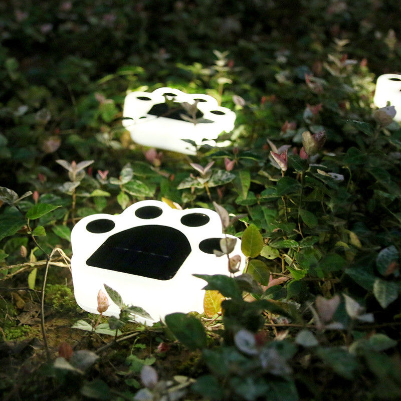 5000K 70lm Lampu Hias Surya Plug In Cat Paw Print Solar Lawn Lamp