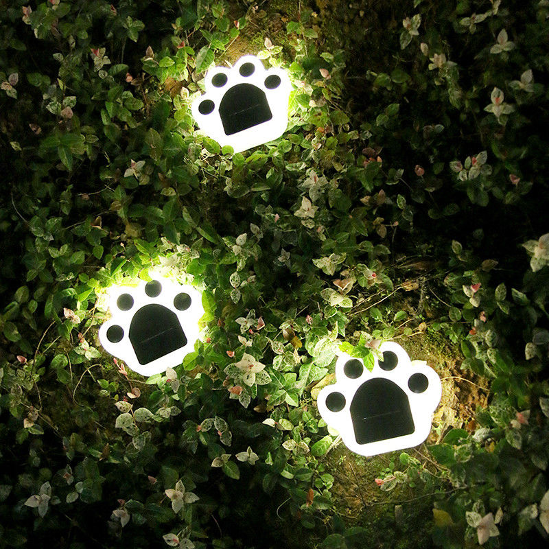 5000K 70lm Lampu Hias Surya Plug In Cat Paw Print Solar Lawn Lamp
