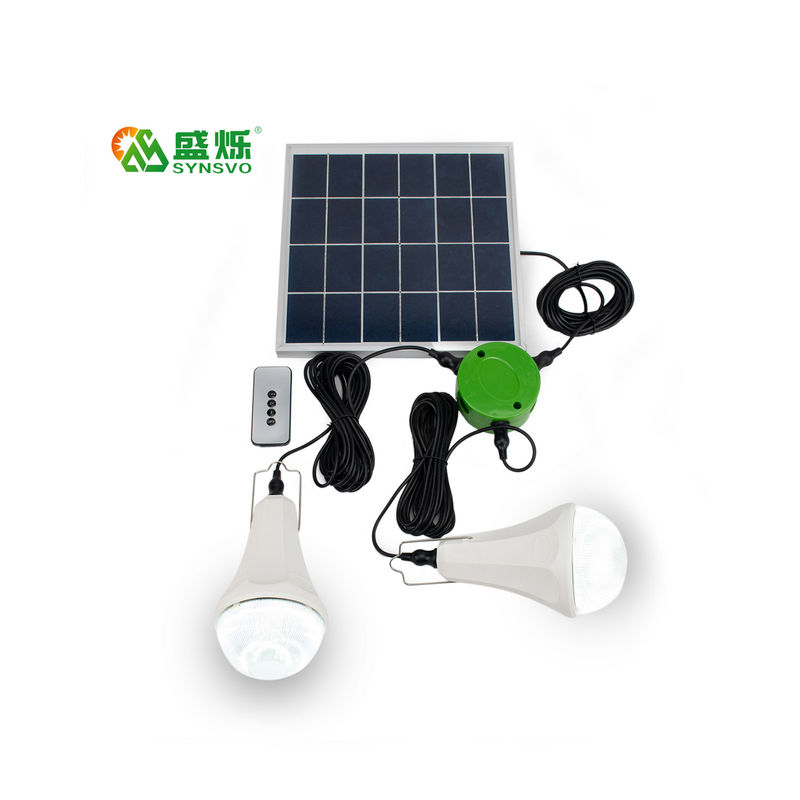 CE ROHS 10W 5V 2pcs * 3W Bulb Solar Light Kit Dengan Panel Surya Mono