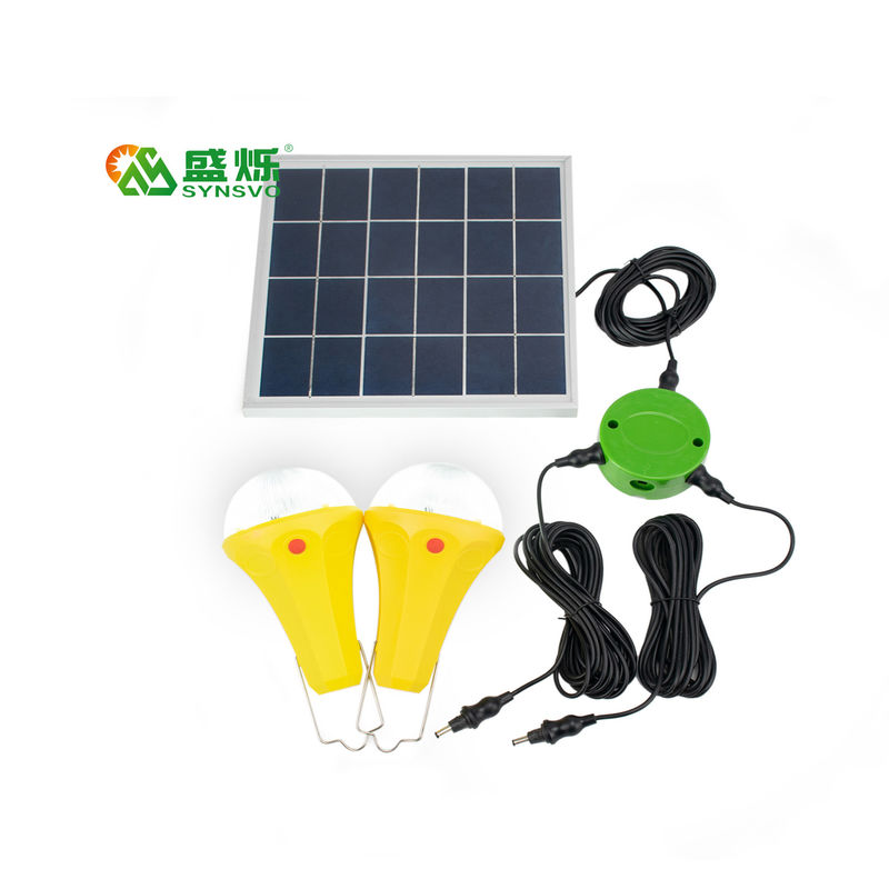 CE ROHS 10W 5V 2pcs * 3W Bulb Solar Light Kit Dengan Panel Surya Mono