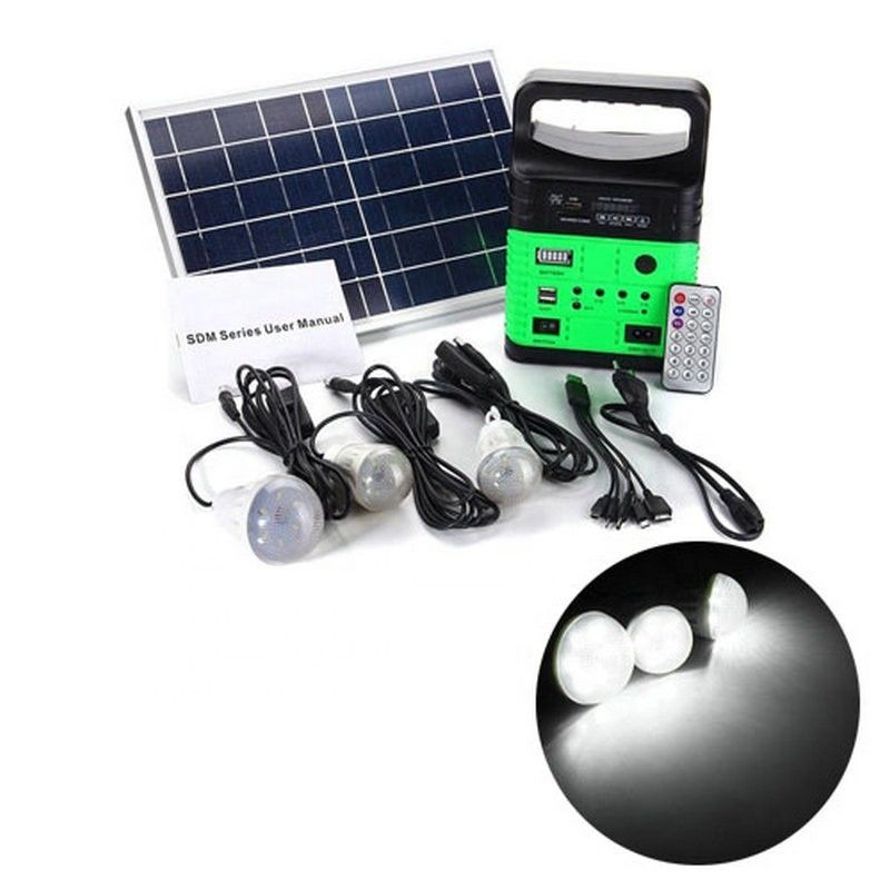 7500mah 10W 6V Sistem Energi Panel Surya Kit Pencahayaan Surya Dalam Ruangan Dengan Radio MP3 FM