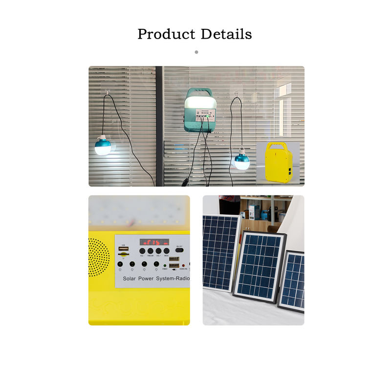 3pcs Portable 5W Solar Generator Sistem Pencahayaan Rumah 3.7V Dengan Radio FM Speaker