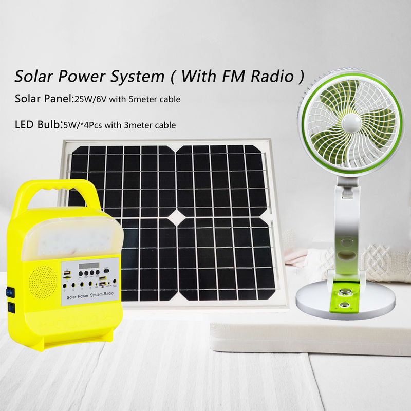25 Watt Mobile Home Solar Lighting System Dengan Port Pengisian USB Radio SRE-6828 3pcs