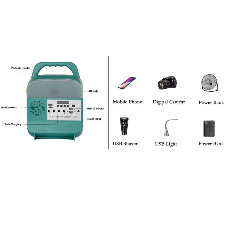 3pcs Portable 5W Solar Generator Sistem Pencahayaan Rumah 3.7V Dengan Radio FM Speaker