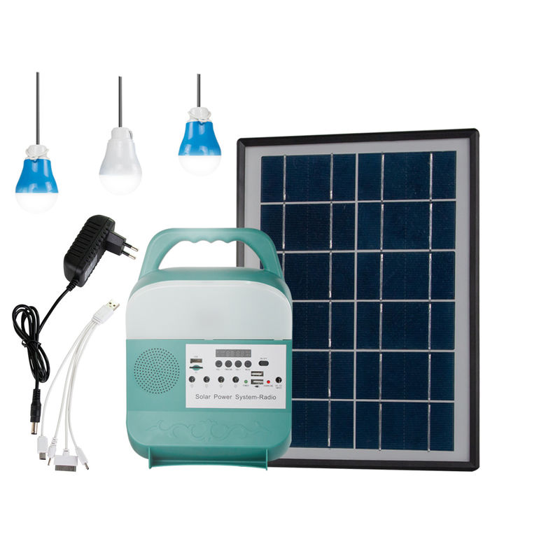3pcs Portable 5W Solar Generator Sistem Pencahayaan Rumah 3.7V Dengan Radio FM Speaker