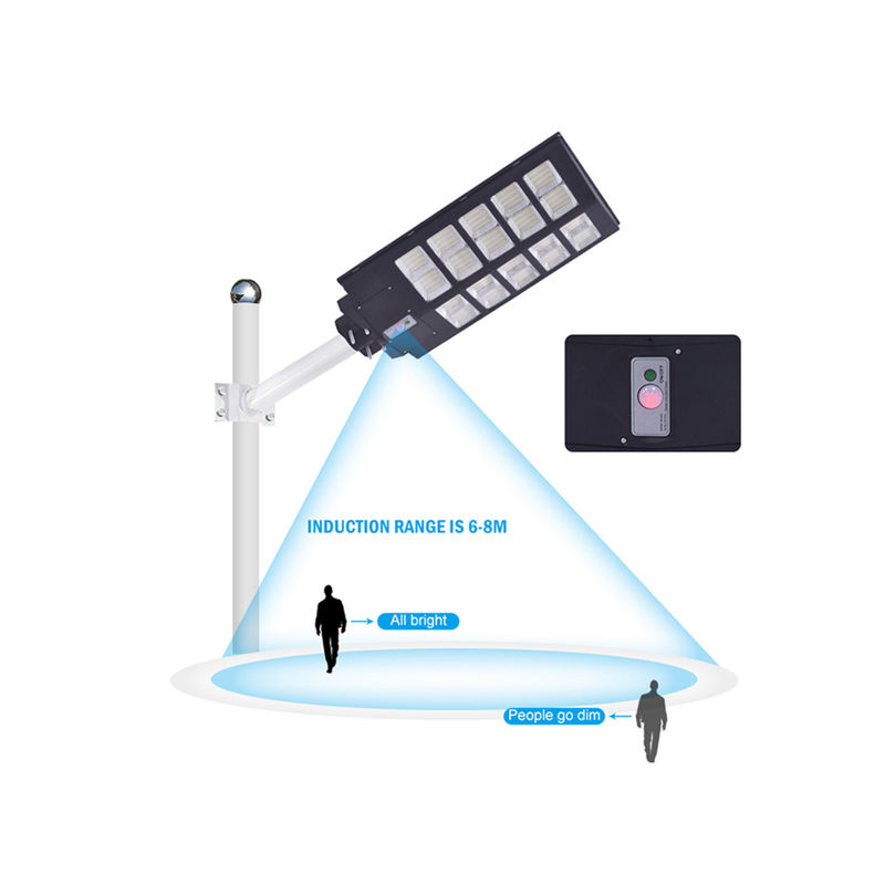 Sensor Gerak Lampu Jalan ABS Tahan Air IP65 100w 300w Lampu Jalan Surya Luar Ruangan Terintegrasi