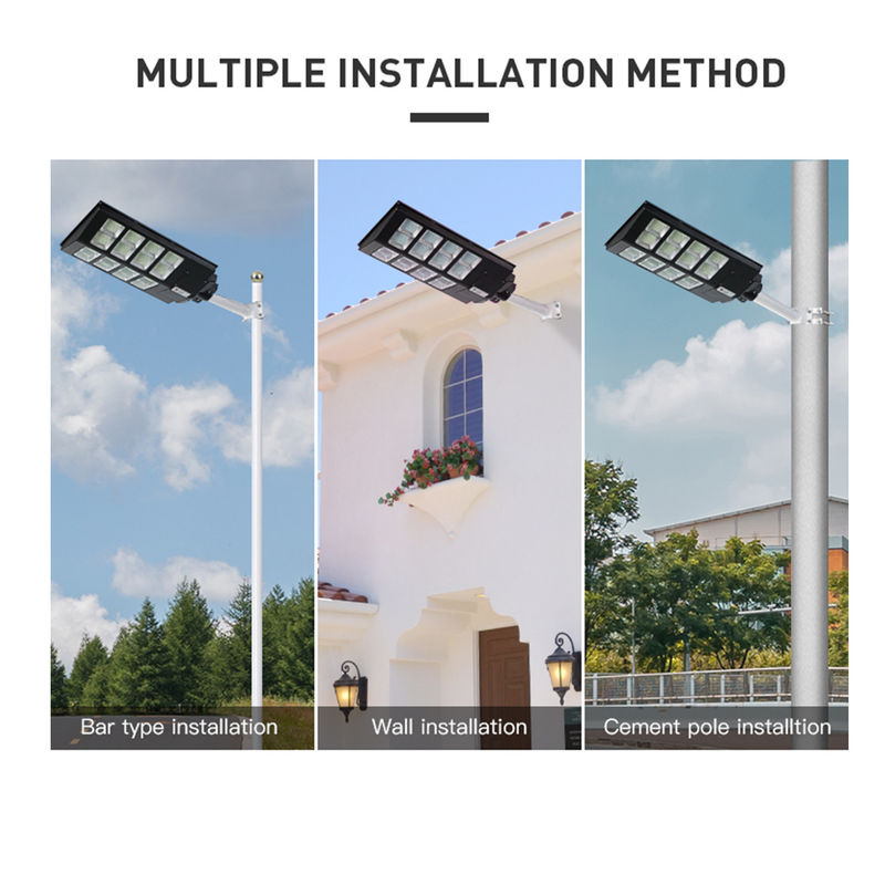 Sensor Gerak Lampu Jalan ABS Tahan Air IP65 100w 300w Lampu Jalan Surya Luar Ruangan Terintegrasi