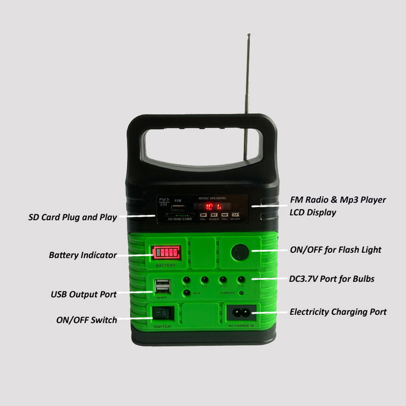 Kit Sistem Tenaga Surya Portabel 7500mah Dengan Radio FM Built In MP3 Mini Outdoor Camping
