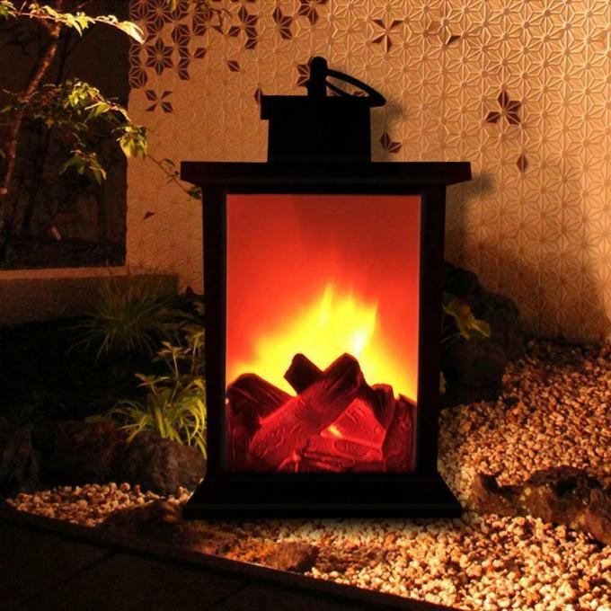Flickering Fireplace Lamp Log Fire Flame Effect LED Lantern Christmas Decoration Light
