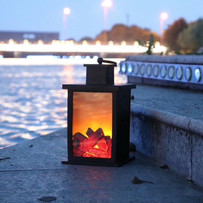 Flickering Fireplace Lamp Log Fire Flame Effect LED Lantern Christmas Decoration Light